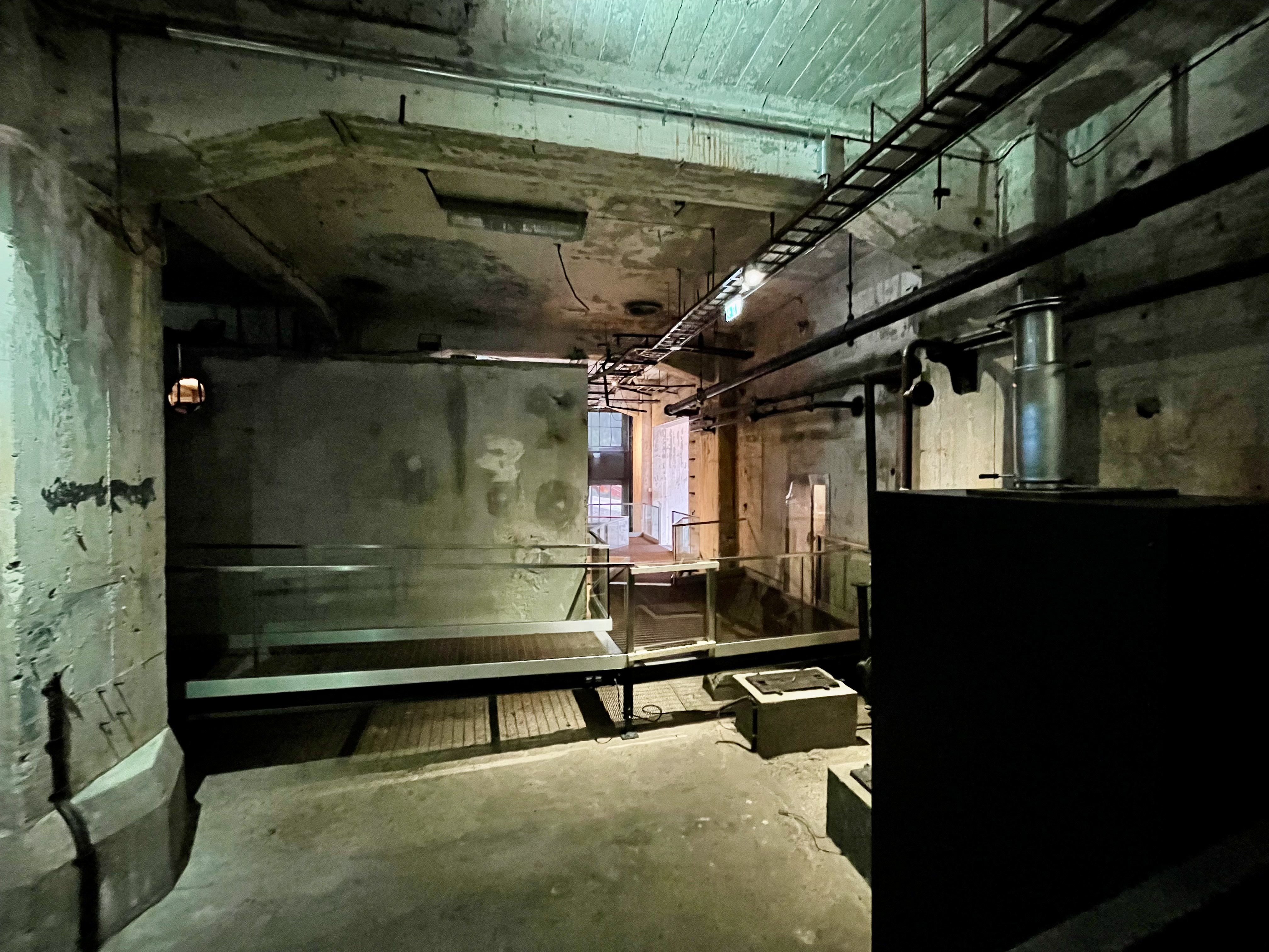 The preserved cellar at Vemork where the saboteurs placed explosive charges against the heavy water cells in 1943